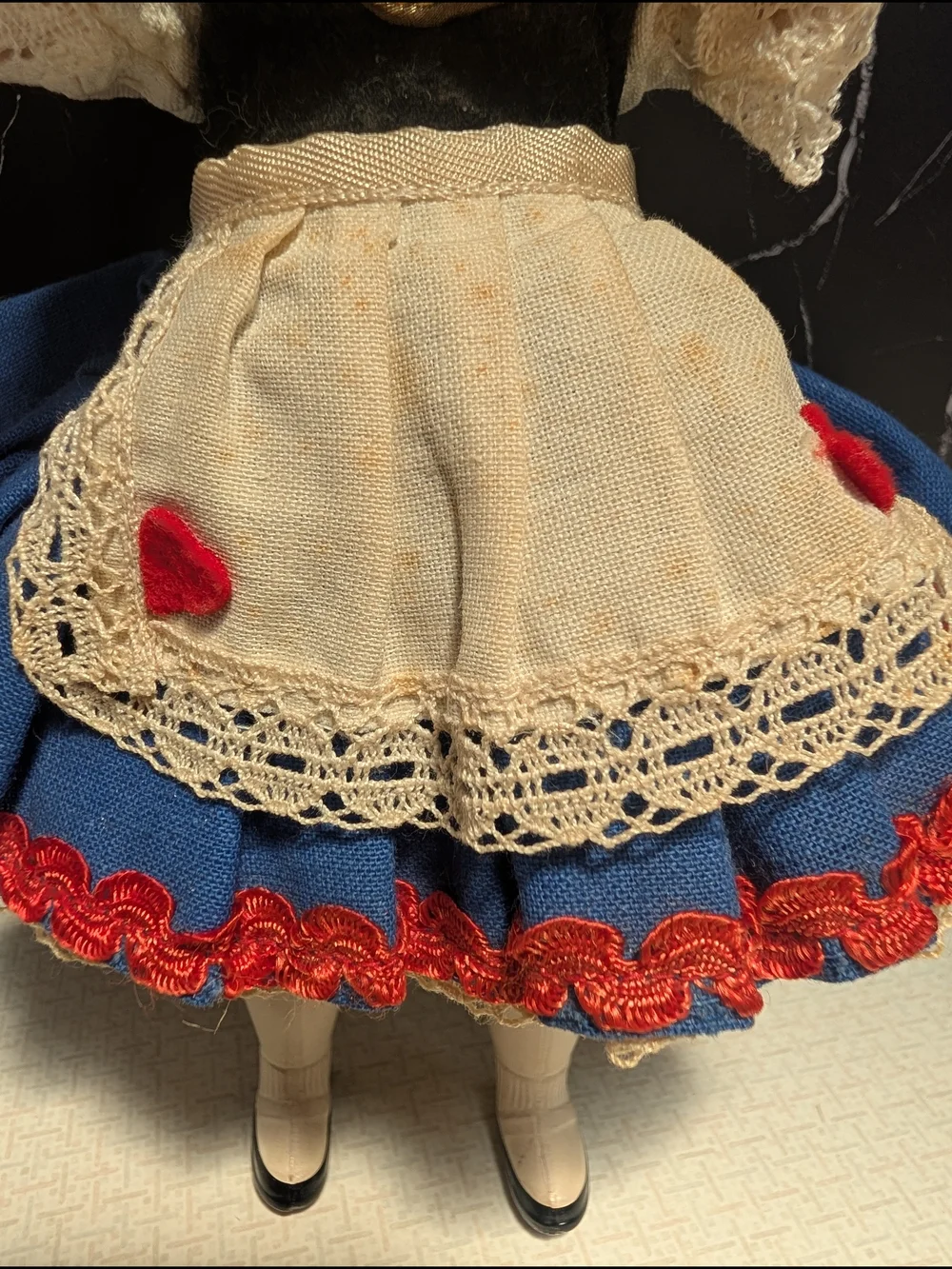 Vintage Austrian Trachen-Puppen Costume Doll with Blue, White & Red Outfit